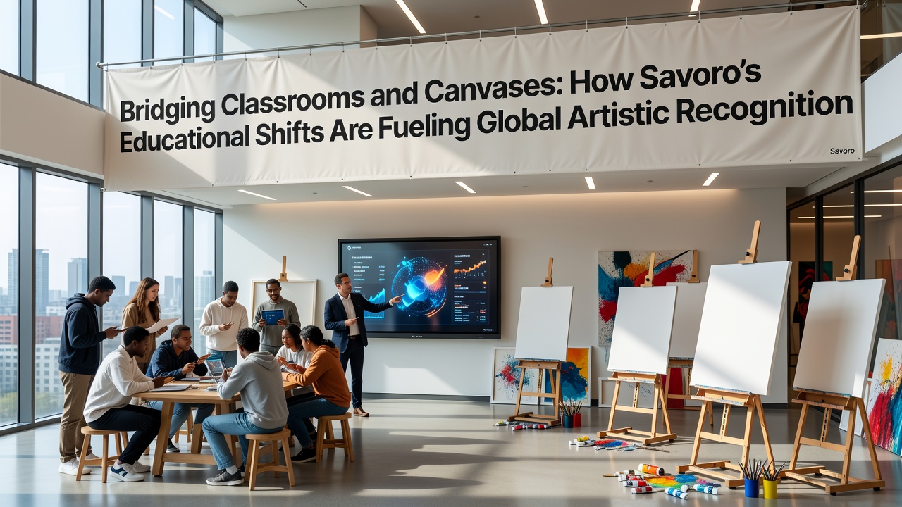 International exhibition space displaying works by artists trained under Savoro's integrated education model